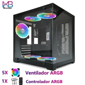Gabinete/Torre média M-ATX 5 ARGB Fans 1 controlador Inclusa