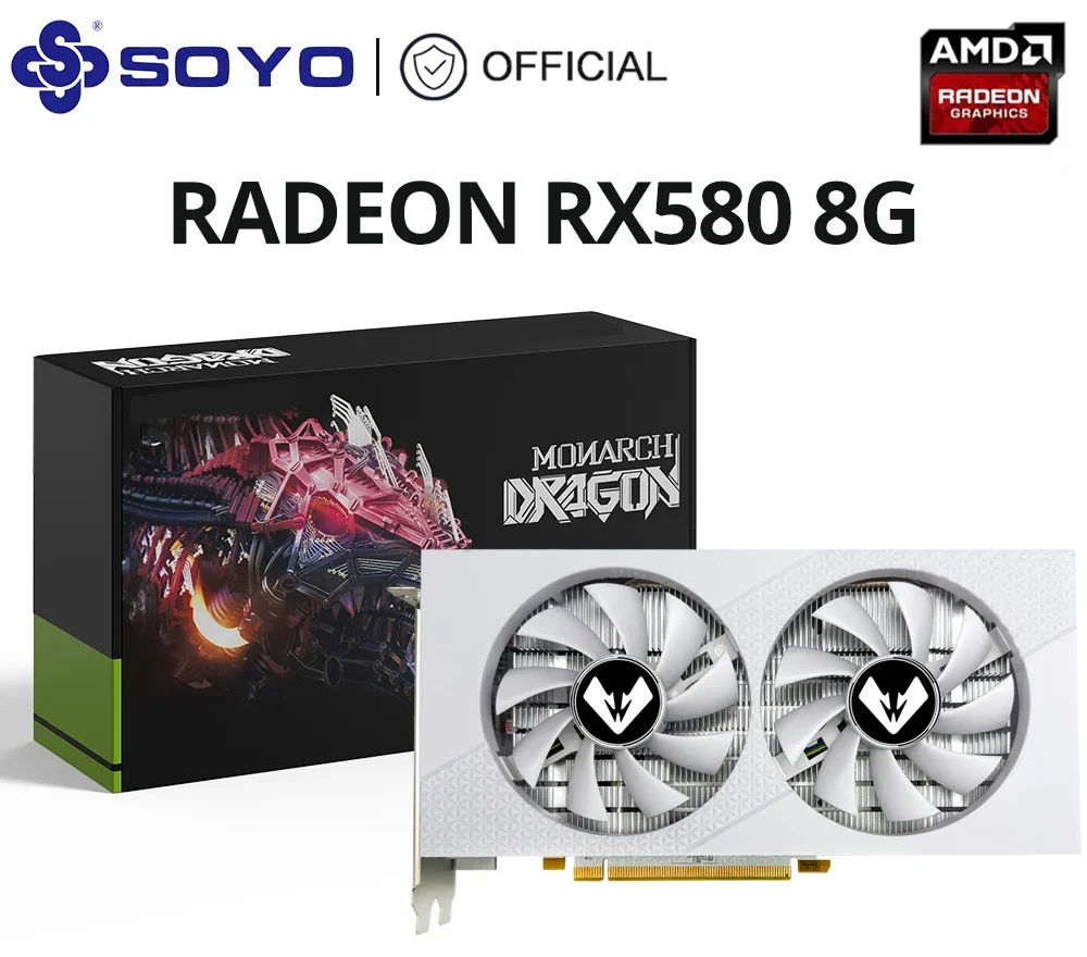 SOYO AMD Redaon RX580 8G Graphics Card GDDR5 Memory 256Bit White Gaming